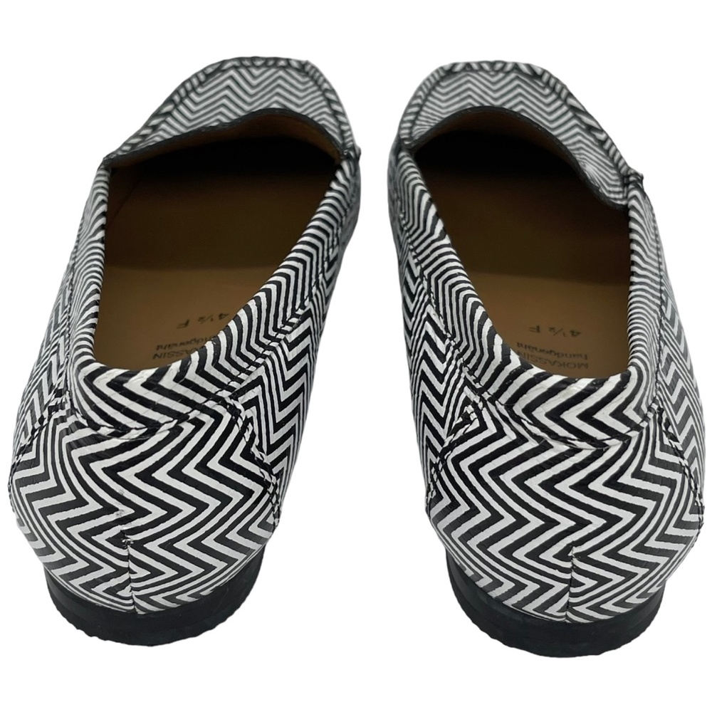 SOLD Sioux Mocassin Black White Loafers Chevron Print Flats Women UK 4.5 US 6.5 - Picture 4 of 9